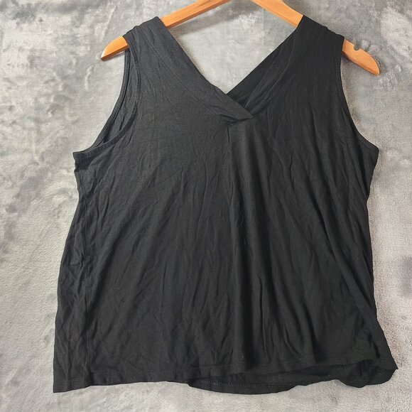 Banana Republic Women Black Sleeveless VNeck Wrap Tank Top Medium Modal Workwear - Picture 1 of 8